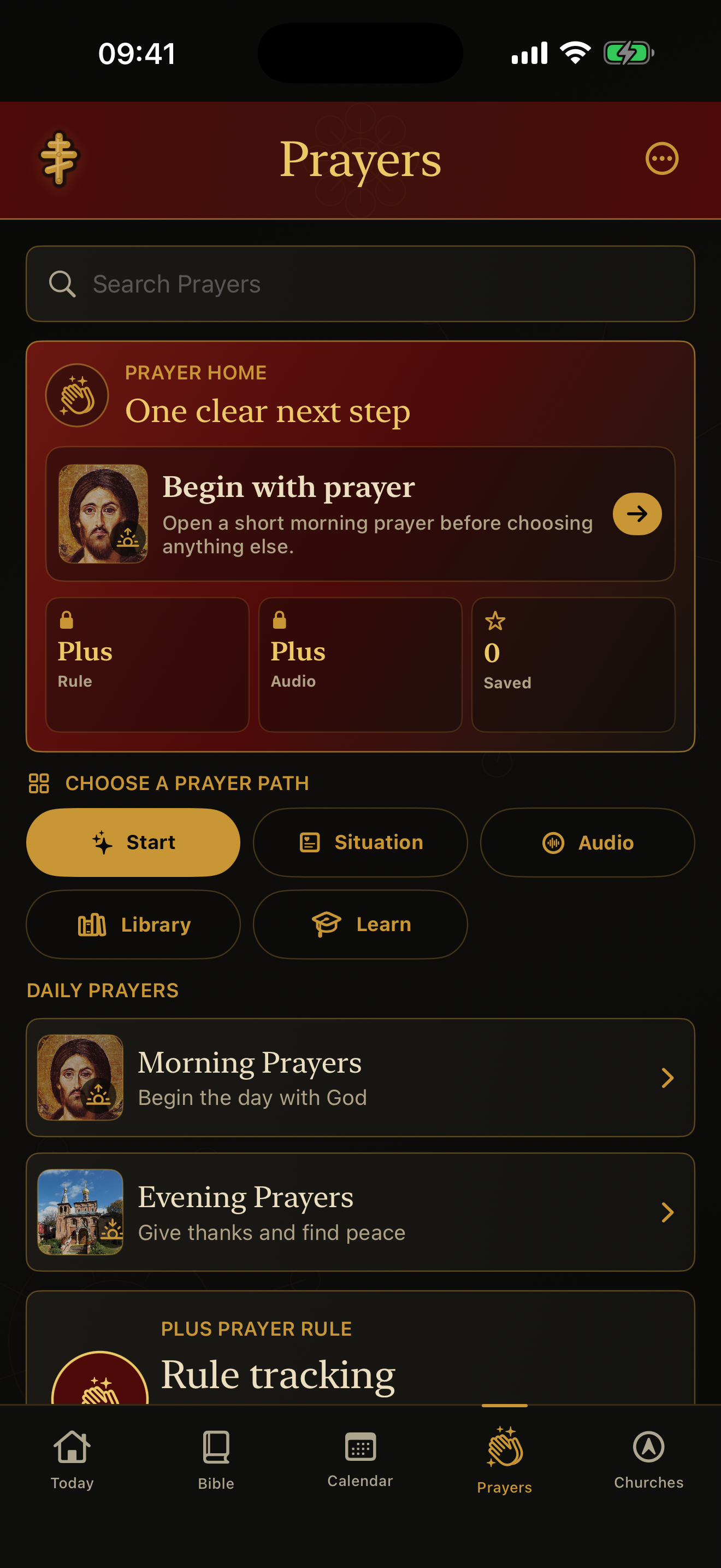 Prayer rule screen in Orthodox Daily Prayer